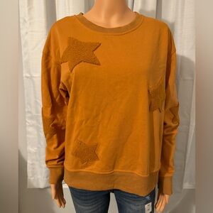 Cool Sage & Fig size S brown stars pullover crew neck sweatshirt relaxed
